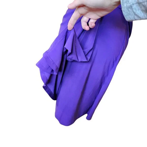 Y2K Lauren Ralph Lauren Sz 4 Purple Jersey Faux Wrap Dress Sleeveless Below Knee - Picture 5 of 13